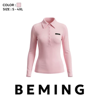 Bemingtop1238(S-4XL)-Lovi Polo - เสื้อโปโลแขนยาวทรงเข้ารูปดีไซน์เรียบกระดุมหน้า