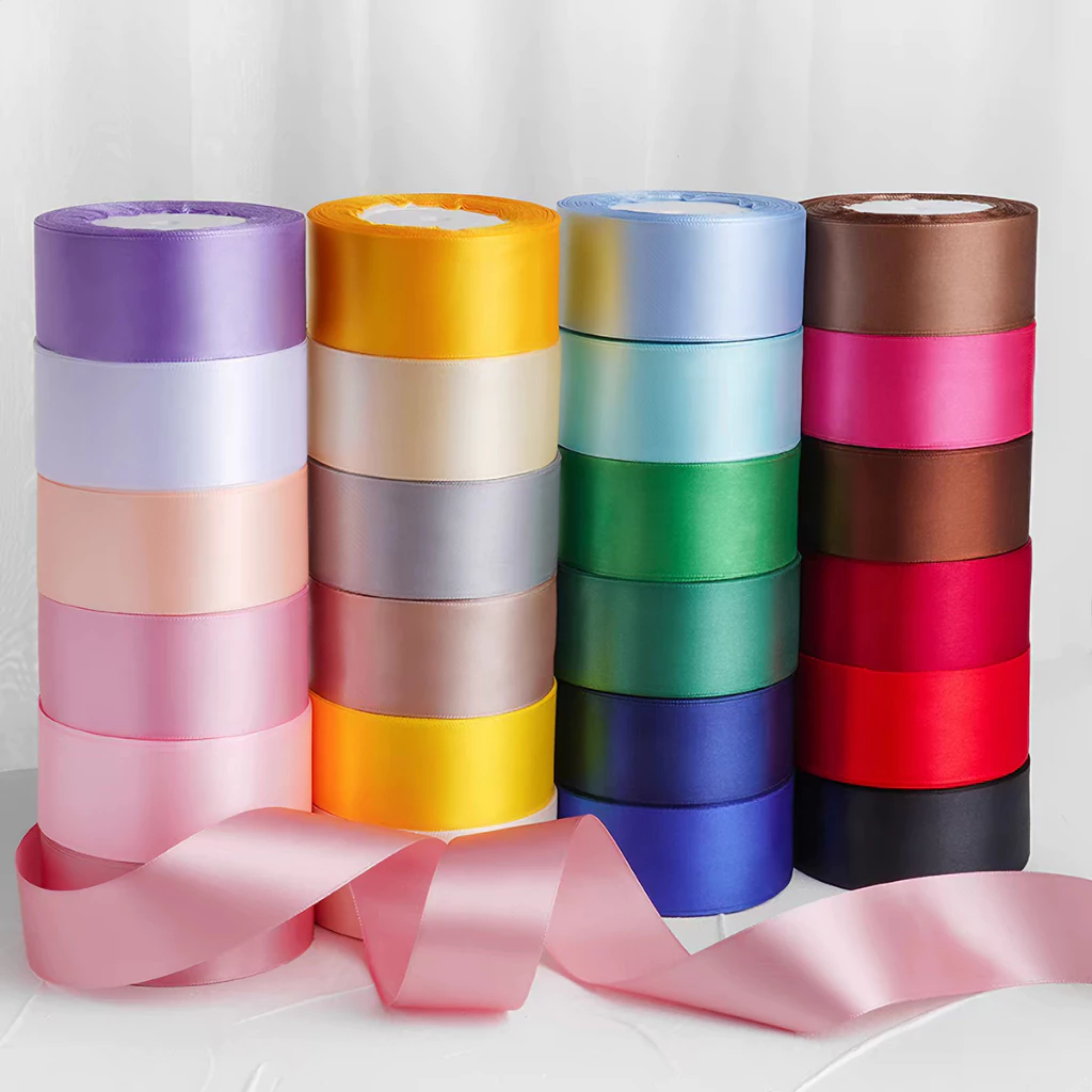 10pcs ริบบิ้นซาตินเนื้อหรู กว้าง 4 ซม. ยาว 22 ม. ผิวเงางามสวยงาม ตกแต่งของขวัญ DIY จัดดอกไม้ พร้อมส่งทันที