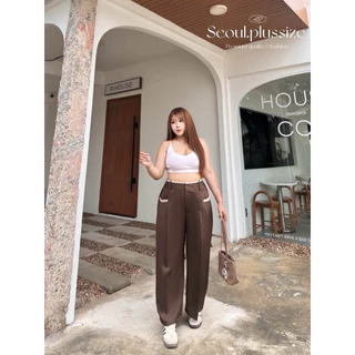(ส่งด่วน) Two-tone pretzelle pants กางเกงขายาวบิ๊กไซส์เอวสูงทูโทนใส่ทำงานสวย เอว 34-60“(SO)