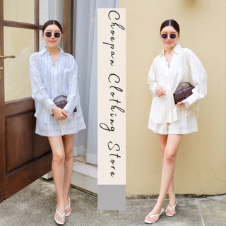 [พร้อมส่ง] DAISYเซตเสื้อเชิ้ตแขนยาวกับกางเกงเอวยืดกางเกงมีซับใน ฮาวาย ทะเล ซัมเมอร์ CARDIGAN_NISTA