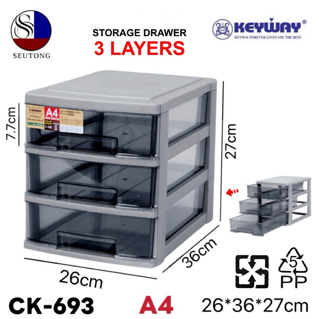 Keyway ลิ้นชักเก็บของ ใส่A4ได้ ขนาด3,4,5ชั้น รุ่นCK-693,694,695