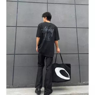 STUSSY CLASSIC GEAR TEE PIGMENT DYED เสื้อยืดแขนสั้นตัวอักษรผู้ชายครึ่งแขนสำหรับผู้ชายและผู้หญิง