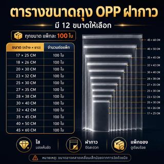 ถุง OPP กาวในตัว ถุงใสแพ็กสินค้า ถุงใสใส่ของ ถุงแพ็กเสื้อผ้า การ์ด เครื่องประดับ หลายขนาด