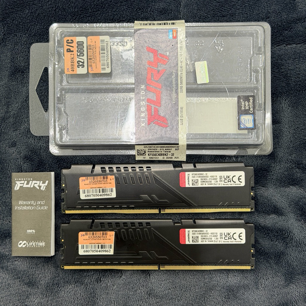 32GB (16GBx2) DDR5 5600MHz KINGSTON FURY BEAST DDR5 (BLACK) (KF556C40BBK2-32) RAM แรม (หน่วยความจำ) 