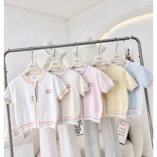 WA YA เสื้อคอกลมไหมพรมกระดุมหน้า