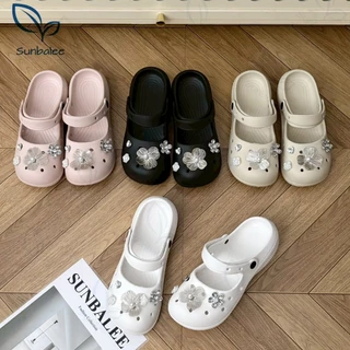 SHO-RABBIT🍉รองเท้าผู้หญิง มีตัวติดน่ารัก รองเท้าแตะสายคาดรัดส้น สุดน่ารัก น้ำหนักเบา กันน้ำ รองเท้ายางพื้นนิ่มใส่สบาย🍉