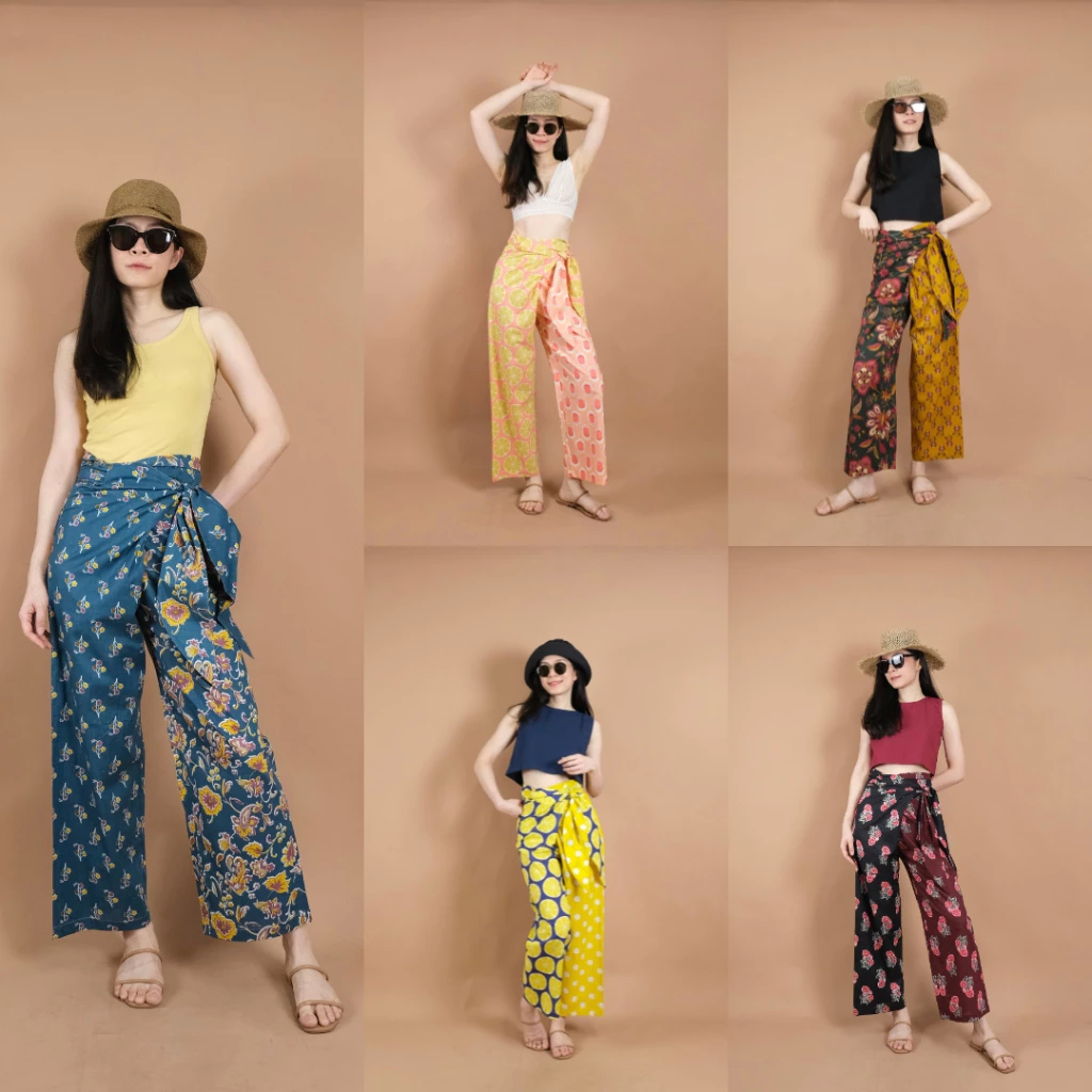 กางเกงขายาว Wrap Pants two colors made by indian cotton กางเกงเลผูกข้างผ้าฝ้ายอินเดีย