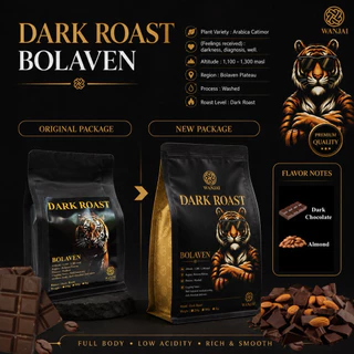 เมล็ดกาแฟ คั่วเข้ม DARK ROAST BOLAVEN (เข้มข้น สู้นม ) WHANJAI TEA COFFEE ROASTER
