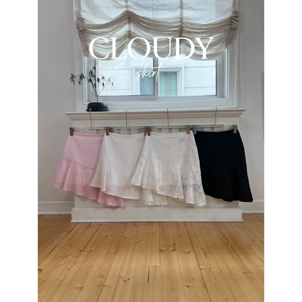 SHOP.POPO-Cloudy skirt กระโปรงผ้าพริ้วชายเฉียง ซับใน2ชั้น