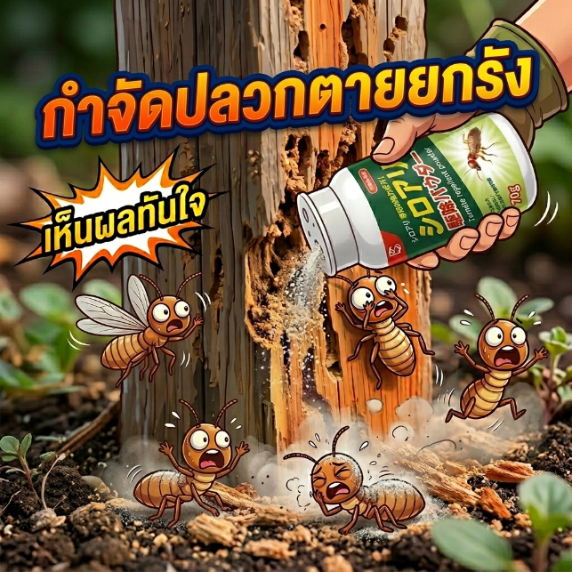 ยาฆ่าปลวก 70 กรัม ผงกำจัดปลวก กำจัดปลวก เจาะรังลึก ควบคุมระยะยาว