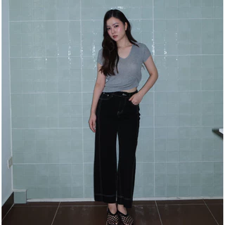 urban apparels | denim ep.1 in gary กางเกงยีนส์ขาเต่อผ้ายืดญี่ปุ่นสีดำ ผ้ายืดได้เยอะ ใส่พอดีตัวลด 1 ไซส์