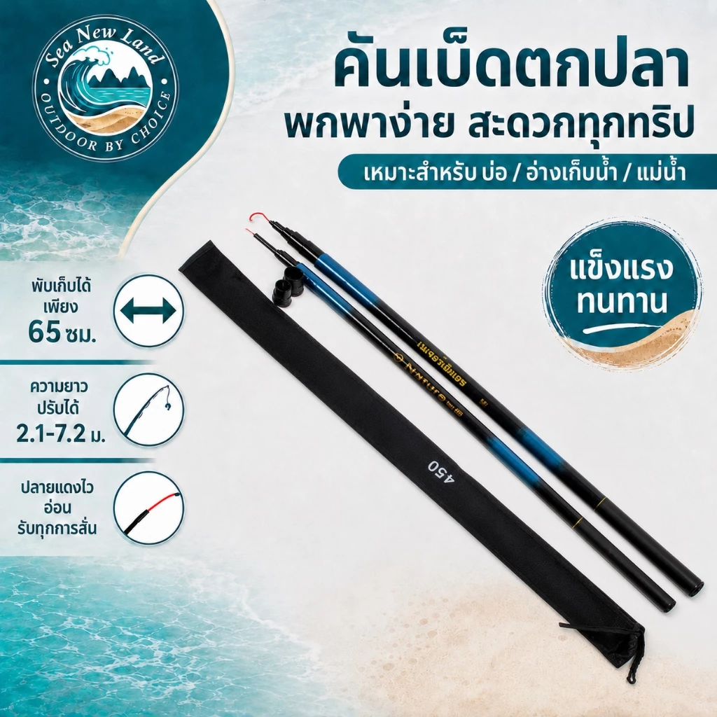 2.1ม.-7.2มคันเบ็ดตกปลา คาร์บอนไฟเบอร์คุณภาพสูงน้ำหนักเบามือคันเบ็ดตกปลา