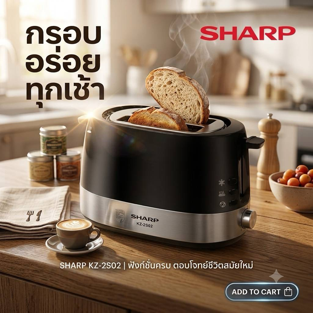 เครื่องปิ้งขนมปัง SHARP KZ-2S02 ชาร์ป รุ่น KZ-2S02 เตาปิ้งขนมปังไฟฟ้า