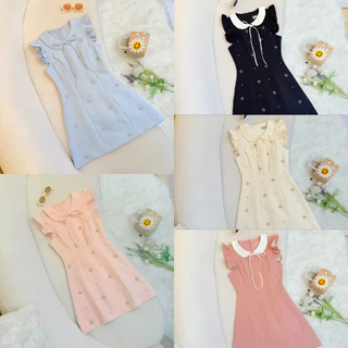 [LISA] A1310 ชุดเดรสกระโปรงคอบัวแขนระบายผูกโบว์ดีเทลแต่งเพชร สวยหรูลุคคุณ ใส่เที่ยว ดินเนอร์ คาเฟ่