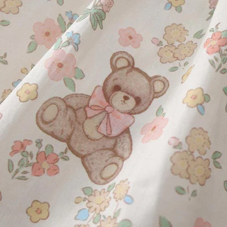 Hania kids พร้อมส่ง เดรสเจ้าหญิงตัวน้อย ลายหมีน้อยดอกไม้ละมุน ดีไซน์คอปกย้อนยุค K5125615