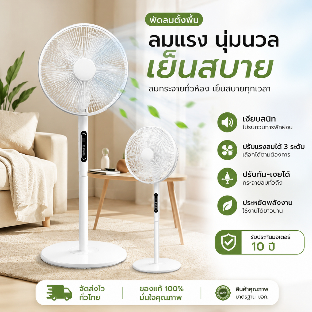 พัดลมตั้งพื้น 16 นิ้ว พัดลมควบคุมระยะไกล8สปีด 5 ใบพัด ตั้งเวลาได้ พัดลมตั้งพื้นสำหรับบ้านและสำนักงาน