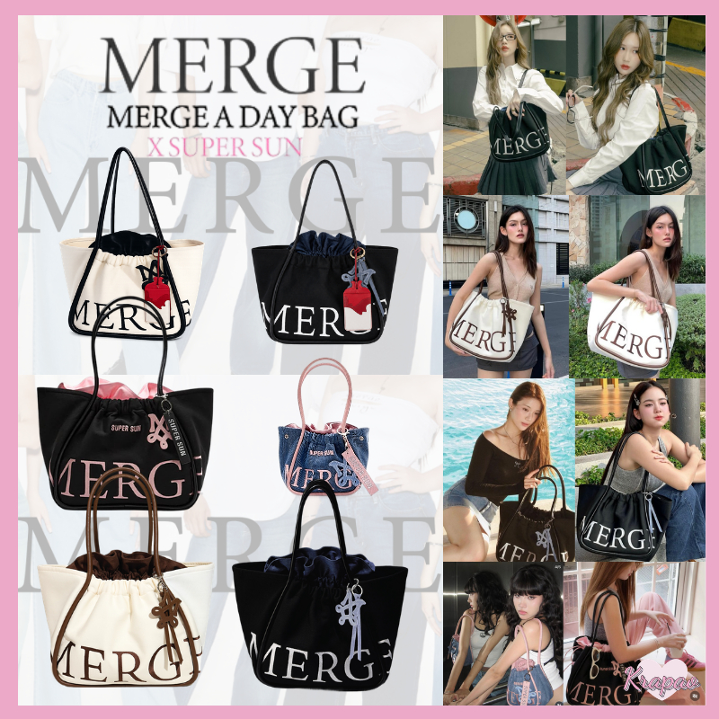 🎡🔥ส่วนลดโปรโมชั่น📌【แท้ MERGE A DAY BAG】กระเป๋าถือ สะพายข้าง กระเป๋าโท Merge Medium Tote Bag กระเป๋านุ่ม
