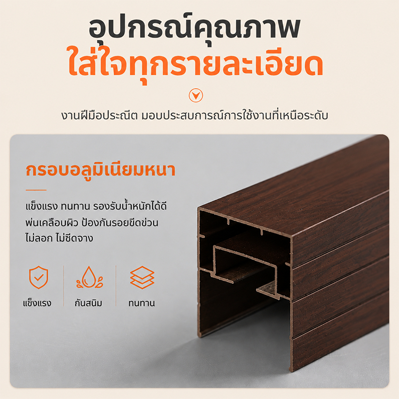 ประตูพับรังผึ้ง ประตูพับอลูมิเนียมรังผึ้ง 80/90/120x200cm ประตูห้องน้ำ ประตูห้องครัว กันน้ำ กันความร้อน แข็งแรง รูปที่ 7