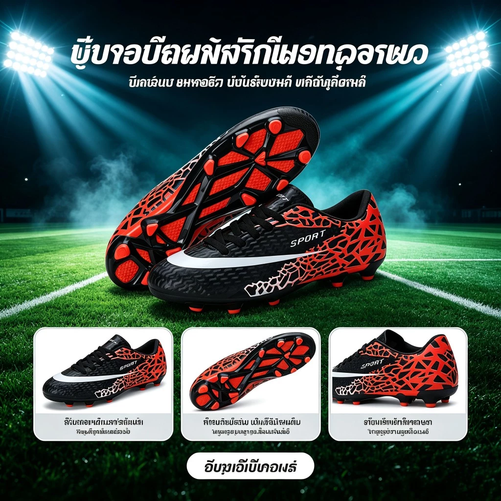 VENIA ผู้ใหญ่ / เด็ก ร้อยเล็บ รองเท้าฟุตซอล - สนามหญ้า / ห้อง หญ้าเล็บ Soccer Football Boots Size31-43