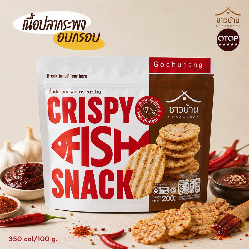 CAMPAIGN OTOP เนื้อปลาอบกรอบ ตราชาวบ้าน ขนาด 200 กรัม (crispy fish snack) #คลีน รูปที่ 6