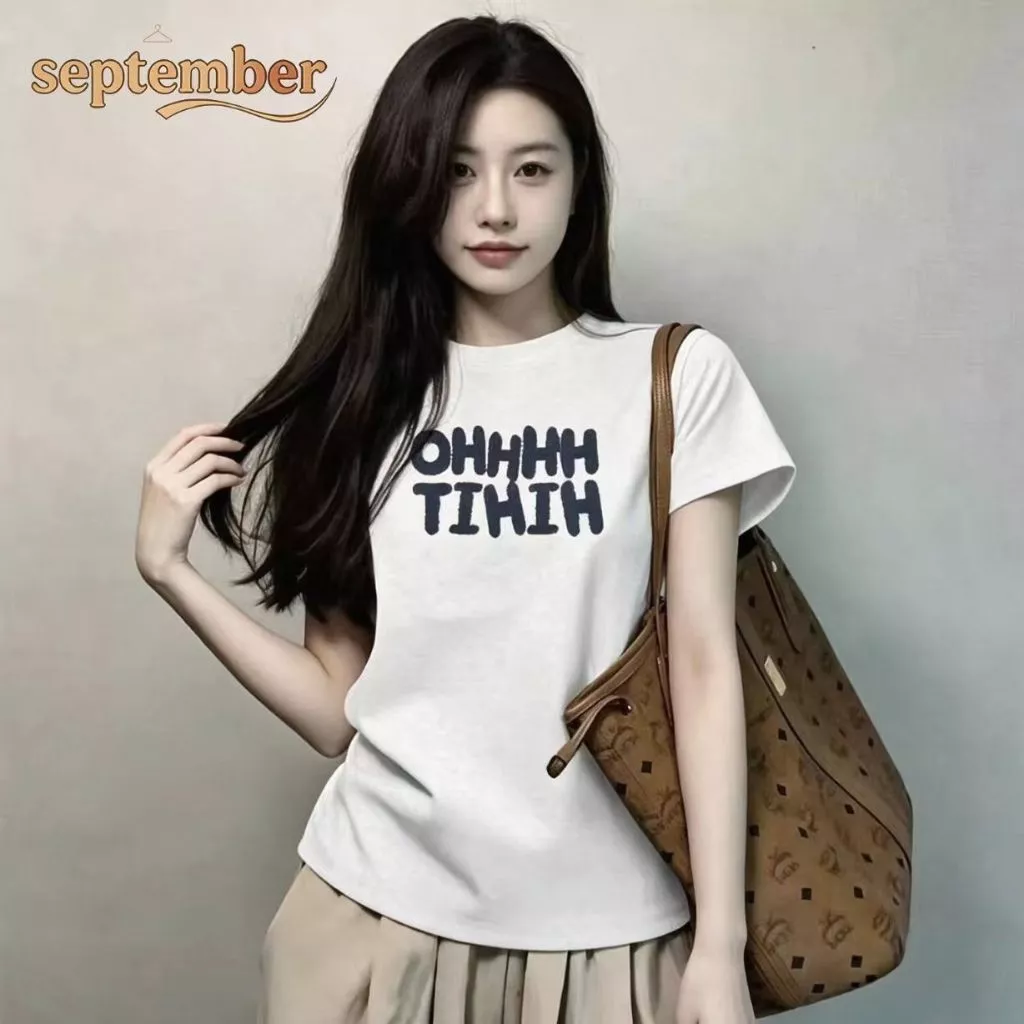 เสื้อยืดแขนสั้นพิมพ์ลายตัวอักษรสไตล์อเมริกันผ้าฝ้ายแท้ฤดูร้อนดีไซน์สไตล์ใหม่ทรงสลิมฟิต