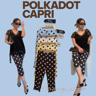 กางเกงคาปรีลายจุดใหญ่ Big Polka Dot Capri Pants