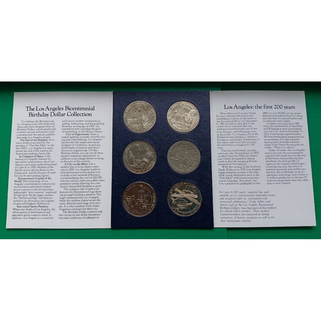 Los Angeles Bicentennial - Birthday Dollar 6 Tokens Set -1981