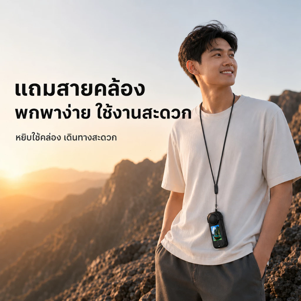 เคส Insta360 X4 Air ซิลิโคนพร้อมฝาปิดเลนส์ กันกระแทก กันรอย พร้อมสายคล้อง ส่งจากกรุงเทพฯ thumbnail 9