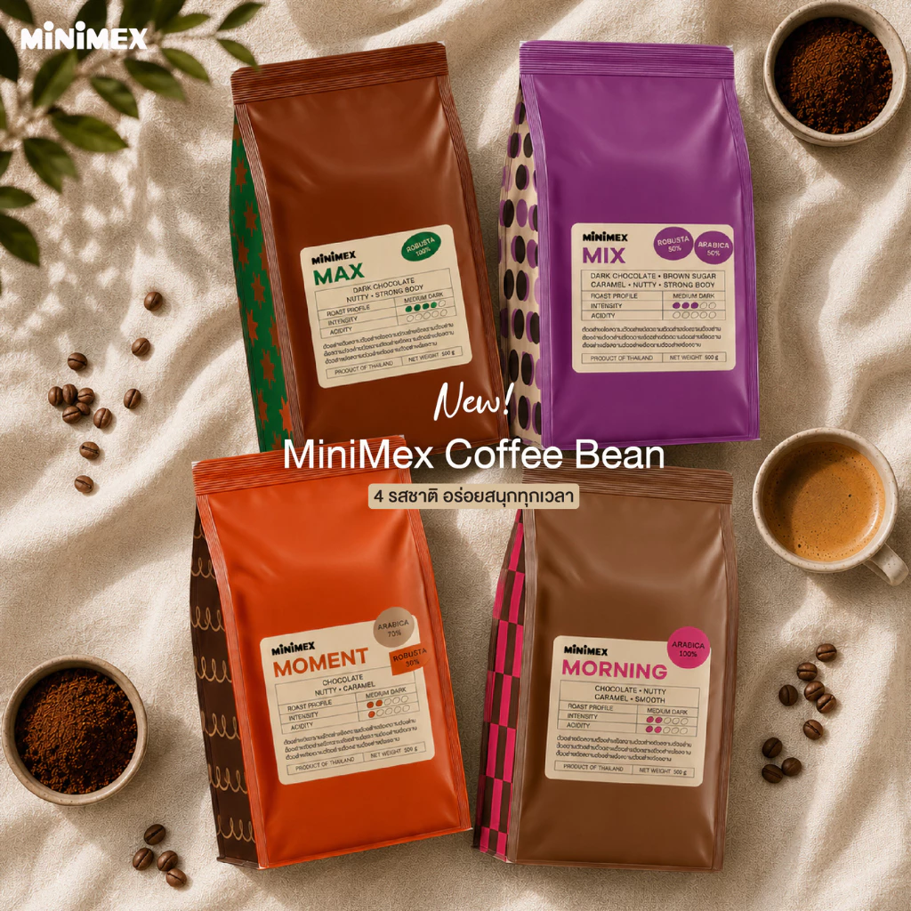 [NEW PACKAGE] Minimex เมล็ดกาแฟ Classic คั่วกลาง-เข้ม ขนาด 250/500 g.