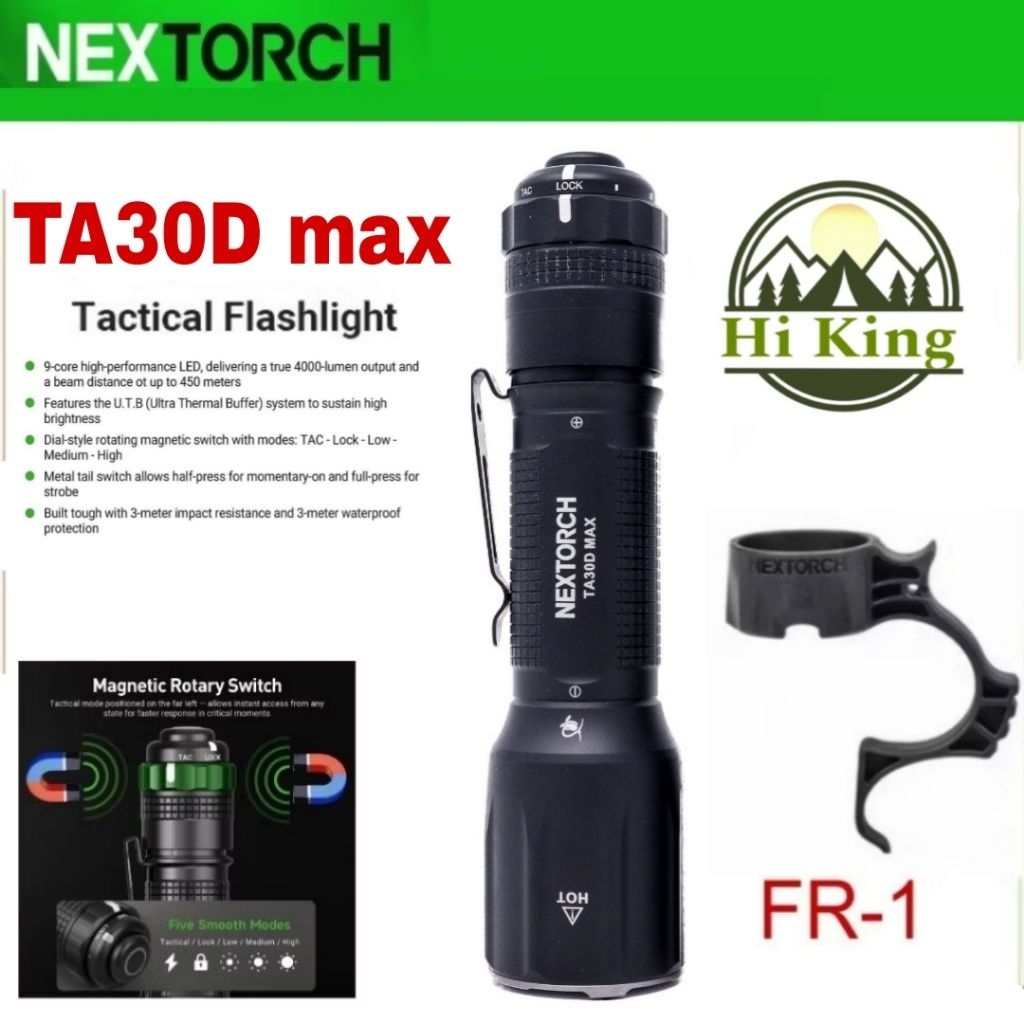 ไฟฉาย Nextorch รุ่น TA30D Max Tactical One-Step-Strobe พร้อมอุปกรณ์ FR-1 4000 Lumens แบบชาร์จ ของแท้
