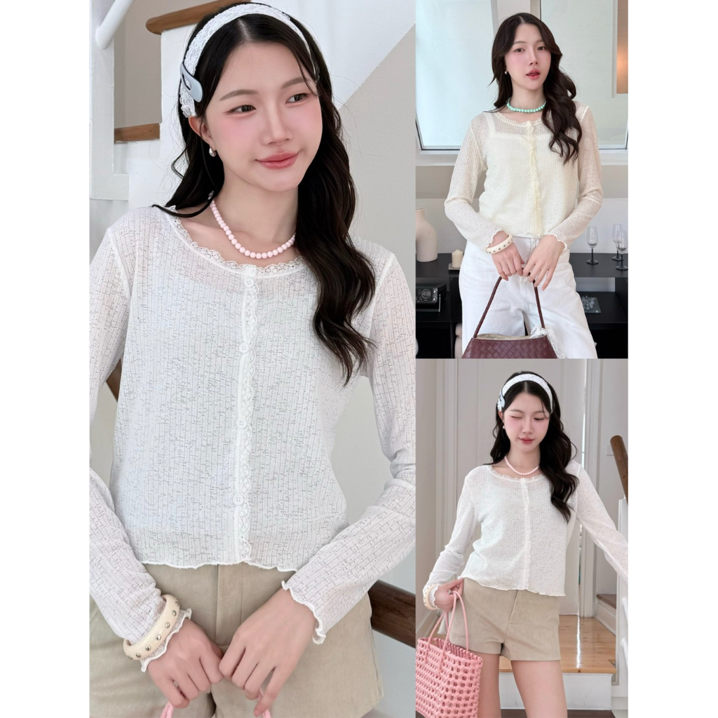 88story.th - พร้อมส่ง Rosy cardigan เสื้อคาร์ดิแกนแต่งลูกไม้