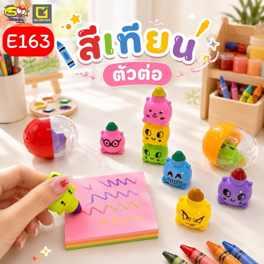 (จัดส่งในไทย🇹🇭) สีเทียนตัวต่อ ไข่ของเล่น กาชาปอง 50/100 ลูก