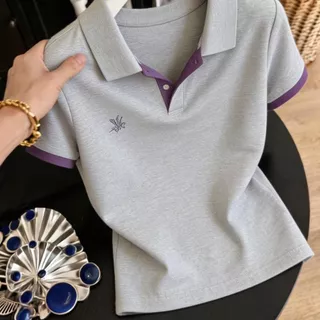เสื้อยืดแขนสั้นคอปกแฟชั่นสำหรับฤดูร้อน สไตล์ใหม่ สำหรับสาวไซส์เล็ก ใส่ได้หลายโอกาส เสื้อผ้าผู้หญิง เสื้อยืดขายดี