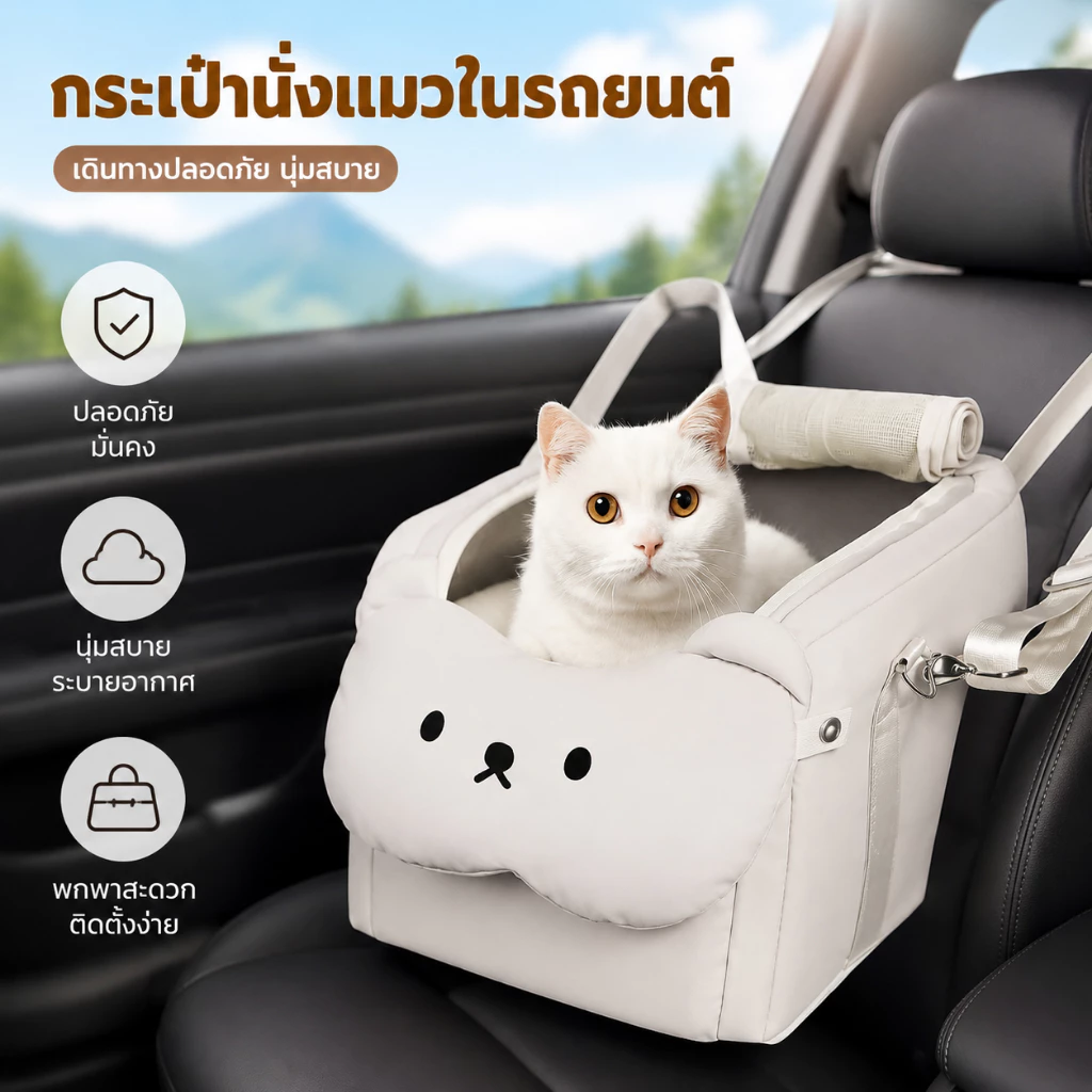 กระเป๋าสัตว์เลี้ยงอเนกประสงค์ คาร์ซีท พร้อมสายรัดนิรภัย เป้สะพายหลัง สุนัข แมว เดินทาง