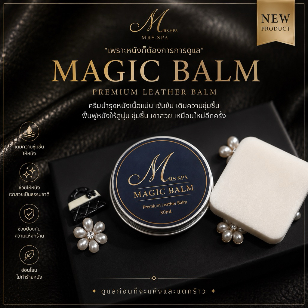 [แท้ 100% / ส่งฟรี] MRS.SPA Magic Balm (30ml) บาล์มบำรุงเครื่องหนังระดับพรีเมียม ฟื้นฟูผิวหนังนุ่มชุ่มชื้น