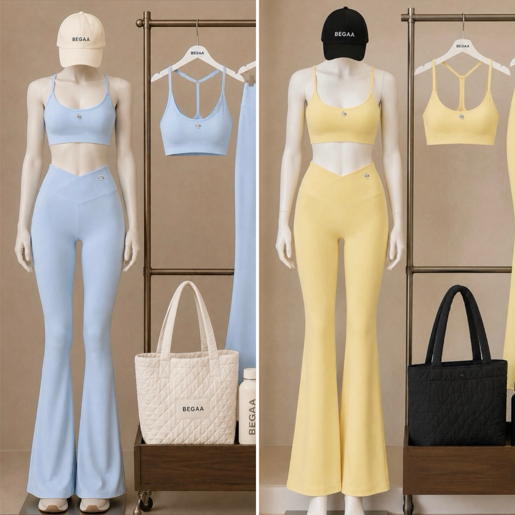 🫓🥯4 สี (set 2 ชิ้น : บรา+ กางเกงขายาว) ชุดออกกำลังกาย ชุดโยคะ ชุดฟิตเนส | BEGAA.CLUB