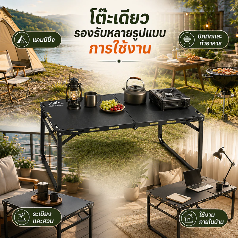 โต๊ะแคมป์ปิ้ง โต๊ะแคมปิ้งพับได้ พับอย่างรวดเร็ว รับน้ำหนักได้ถึง300kg ง่ายต่อการพกพา เหล็กกล้าคาร์บอน thumbnail 10
