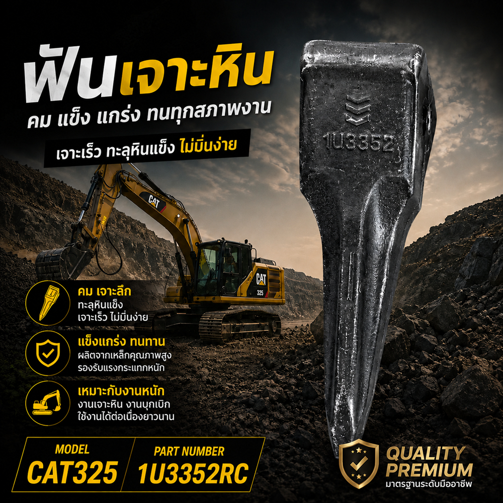 ฟันบุ้งกี๋/ ฟันรถขุด /ฟันเจาะหิน 1U3352/TL/CAT325 ฟันแม็คโคร, bucket tooth, excavator tooth, อะไหล่ร
