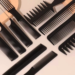 หวีเซ็ตผม10 ชิ้น หวีพลาสติกสำหรับช่างทำผมมืออาชีพ เซตหวีแต่งทรงผม สีดำ Styling comb
