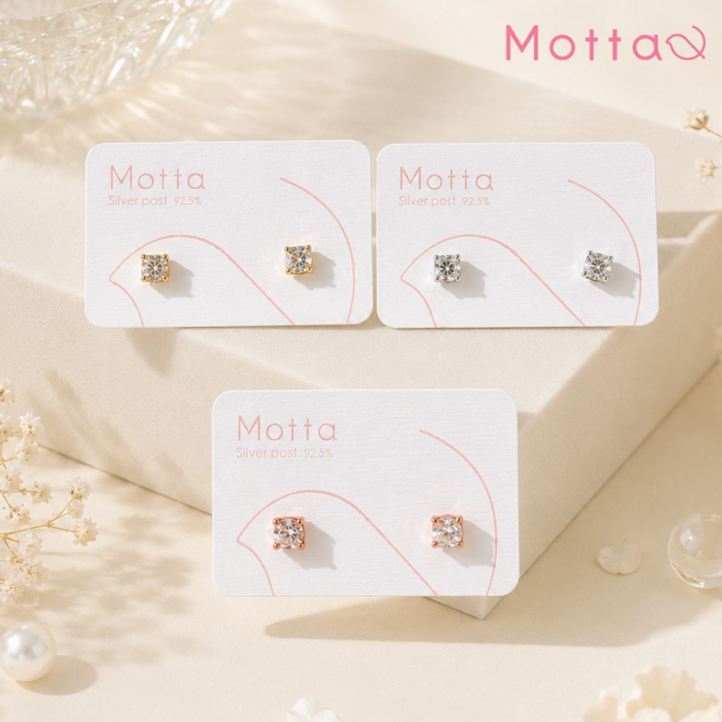 Motta Earring ต่างหูติดหูชุบทองคำขาว เพชรเม็ดเดี่ยว ขนาด 5 MM.