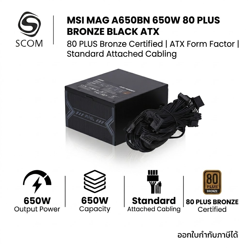 (PSU) MSI MAG A650BN 80 PLUS BRONZE BLACK ATX