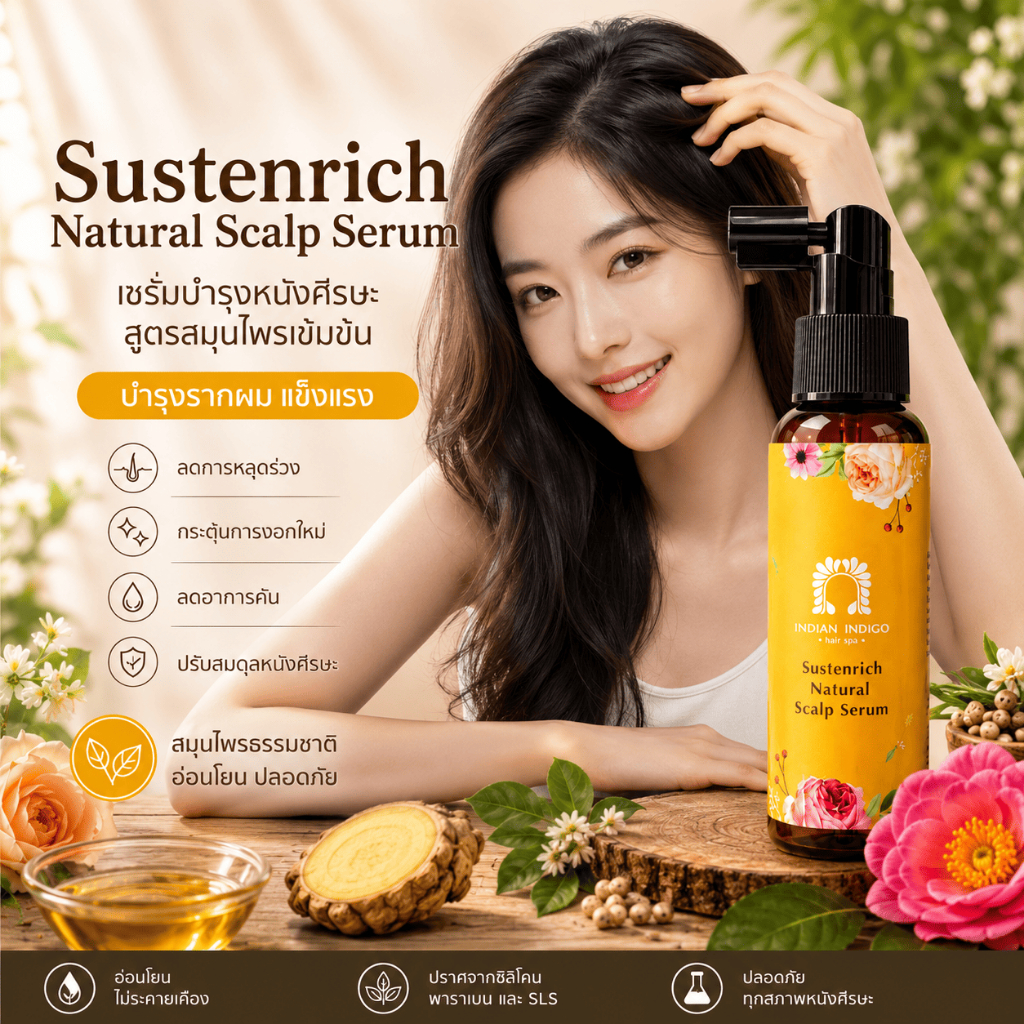 เซรั่มปลูกผม Indian Indigo Sustenrich Natural Scalp Serum ลดผมร่วง กระตุ้นผมใหม่ บำรุงรากผม ลดคันหนั