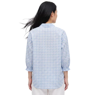 * One Price * Blue Corner เสื้อเบลาซ์ลายสก็อต สม็อคแขน สีฟ้า / Long Puff Sleeves Shirt (Blue)