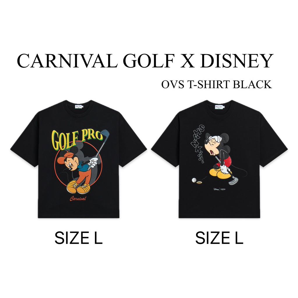 !!NEW++(ของใหม่ มือหนึ่ง ป้ายห้อย)สินค้าพร้อมส่ง) CARNIVAL GOLF X DISNEY OVS T-SHIRT BLACK Size L