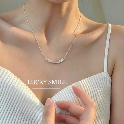 MEET💕พร้อมส่ง แฟชั่นสุดชิค สร้อยคอเงินแท้ Lucky Smile สร้อยคอหัวใจ สร้อยคอเพชร สร้อยคอผู้หญิง