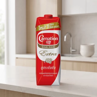 [สินค้าส่งด่วน] คาร์เนชันครีมเทียมพร่องไขมันเอ็กซ์ตร้า1ลิตร CARNATION CREAMER COOKING BAKERY BRIK1L.