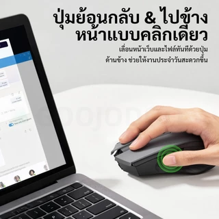 GOOJODOQ เมาส์ไร้สาย โหมดคู่ เงียบ ปุ่มด้านข้าง เมาส์บลูทูธ 1600dpi Mouse 500mah ชาร์จไฟได้