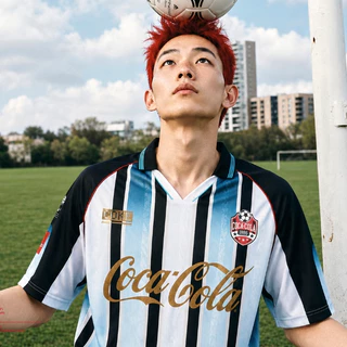 era-won | Coca Cola Jersey Oversized era-won แขนสั้น สำหรับคุณผู้ชาย ลาย Coca Cola สีฟ้า