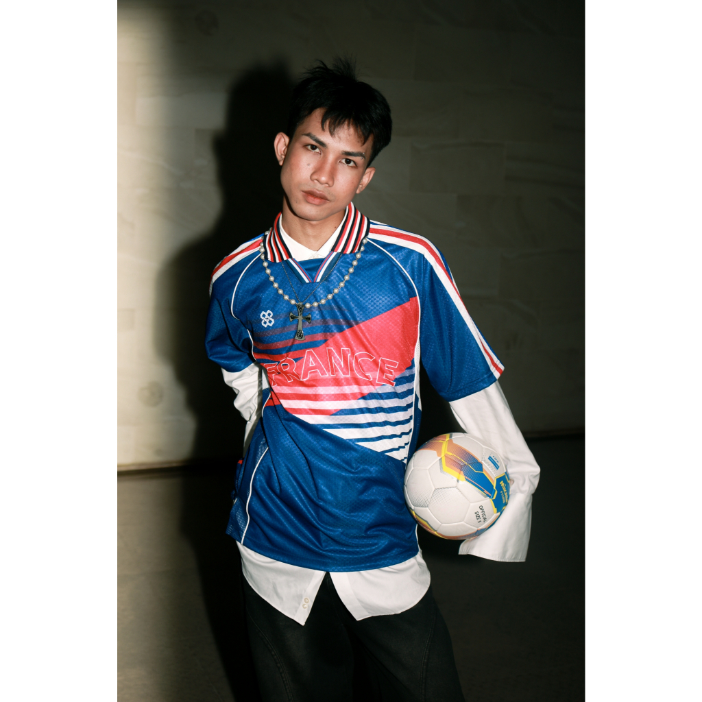 EightyEight Sport เสื้อบอลวินเทจ โอเวอร์ไซส์ ฝรั่งเศส คอปก ทรงสตรีท ลายเสื้อบอลโลกยุค 90 รุ่น OS-FRA88