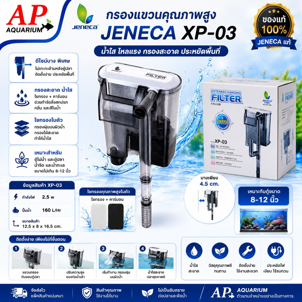 Jeneca xp 03กรองแขวนข้างตู้ รุ่นบาง ขนาดตู้ 8-12”